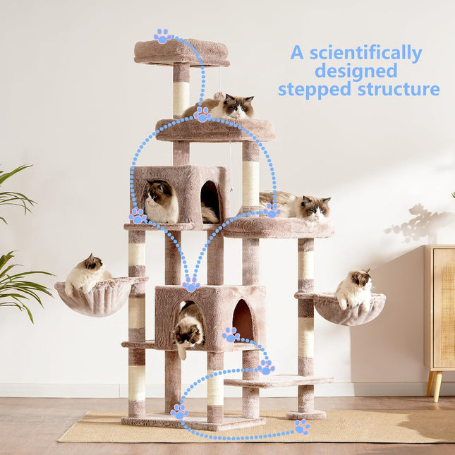 Hey-brother Cat Tree Tower with Stable Extended Base, 3 Platforms, MPJ038MU