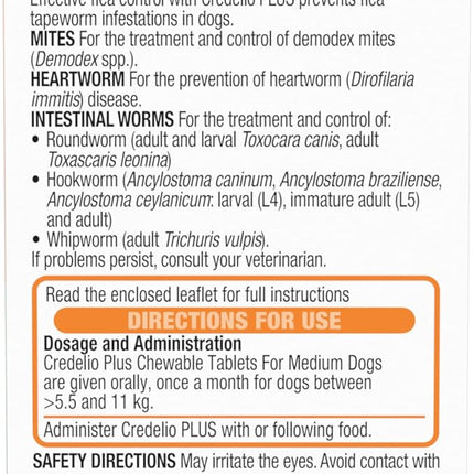 Credelio Plus Dog Flea and Tick Treatment, Single Pack, Ticks, Fleas, Mites, Heartworm & Worms Parasite Protection, in The Smallest Monthly Chewable Tablet for Dogs > 5.5-11 kg, 1 Pack
