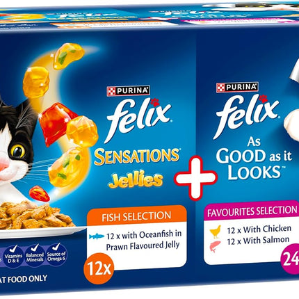 FELIX Adult As Good As It Looks™ & Sensations® Jellies Favourites Selection Wet Cat Food 36x85g