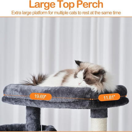 Heybly Cat Tree, 71-Inch-Tall Tower for Indoor Cats with 2 Perches HCT034G