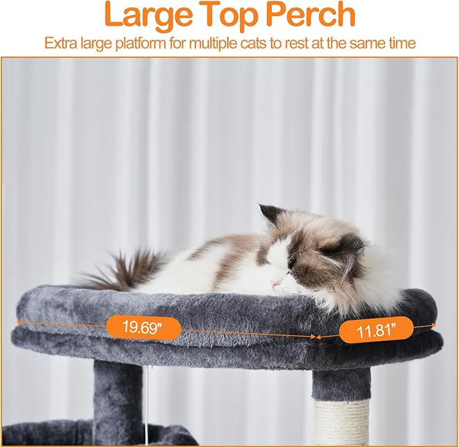 Heybly Cat Tree, 71-Inch-Tall Tower for Indoor Cats with 2 Perches HCT034G