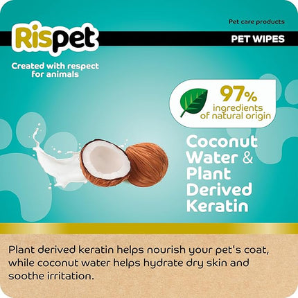 54 x Extra Large Extra Large Coconut Keratin Cleaning Wipes for Dogs, Cats and Pets