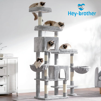 Hey-brother Cat Tree Tower with Stable Extended Base, 3 Platforms, MPJ038W