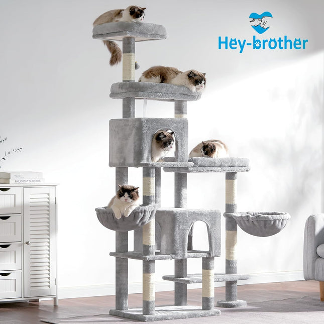 Hey-brother Cat Tree Tower with Stable Extended Base, 3 Platforms, MPJ038W