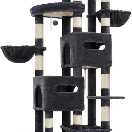 Heybly Cat Tree, 190cm Spacious & Tall Cat Tower for Large Cats, Smoky Gray HCT062G