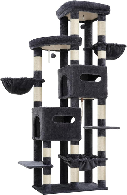 Heybly Cat Tree, 190cm Spacious & Tall Cat Tower for Large Cats, Smoky Gray HCT062G