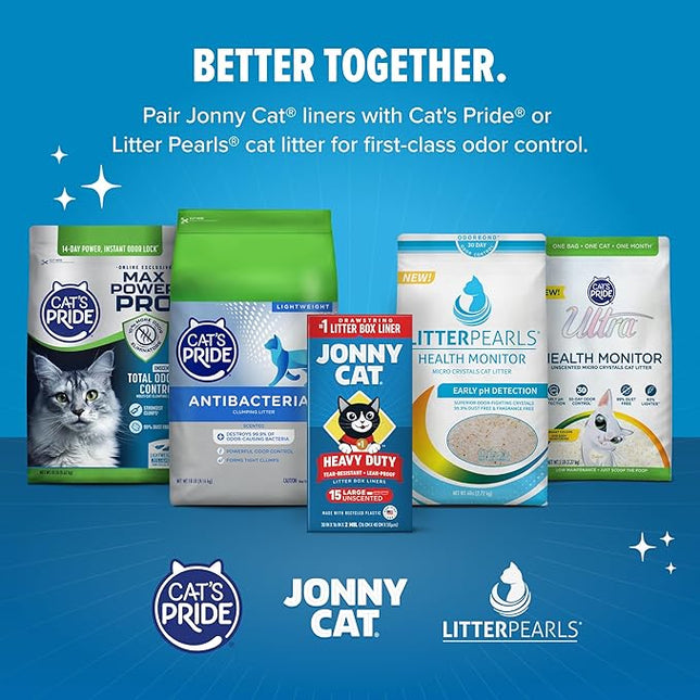 JONNY CAT Heavy Duty Litter Box Liners, Jumbo 15 Count (C00150)