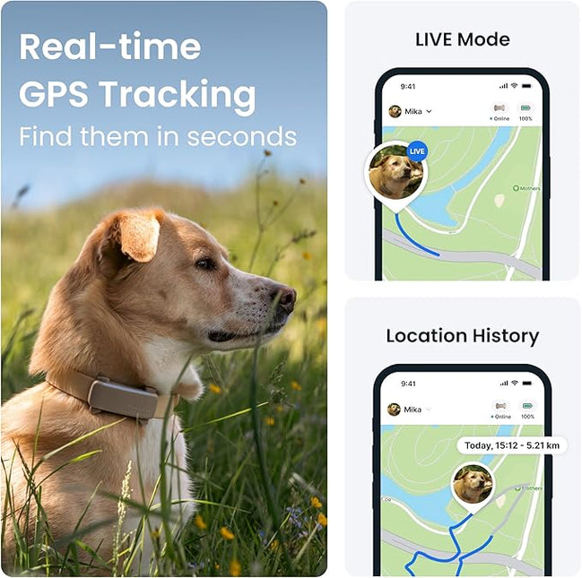 Tractive GPS Dog Tracker | 2025 Edition | Market Leader | Real-time Location Tracking (Brown)