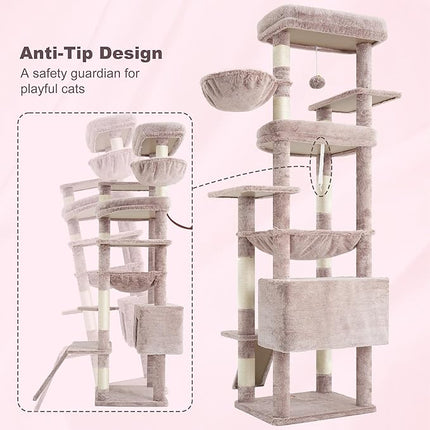 Heybly Tall Cat Tree for Large Cat, 202cm Multi-Level Cat Tower , Muchroom HCT038MU