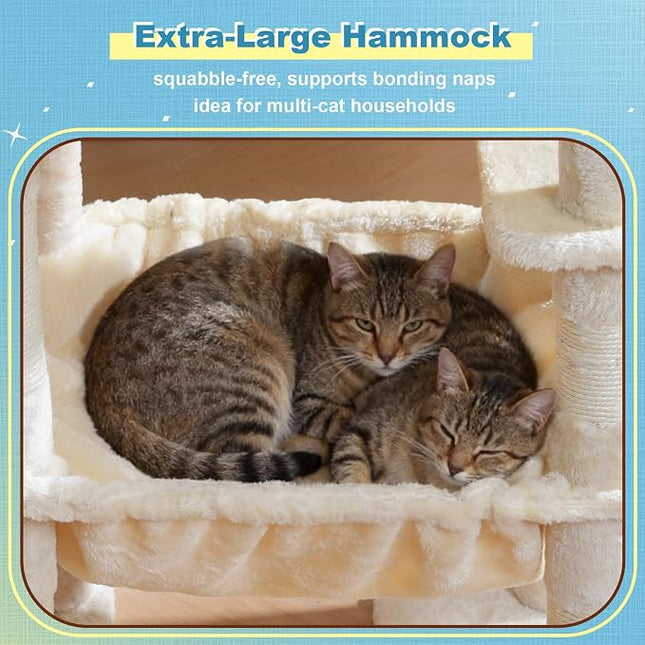 Hey-brother Cat Tree Tower with 3 Condos, Step Climbing Pathway MPJ081M