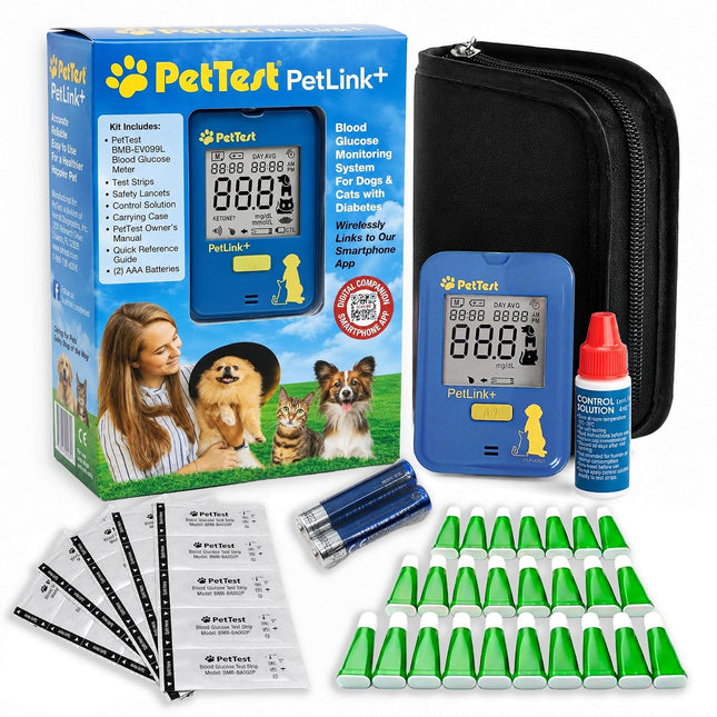 PetTest Pet Glucose Monitor Kit for Dogs and Cats, Blood Sugar Test Meter