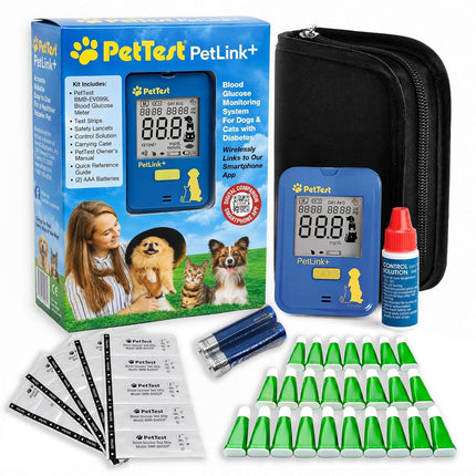 PetTest PetLink+ Glucose Monitor Kit for Dogs and Cats, Wireless App Sync