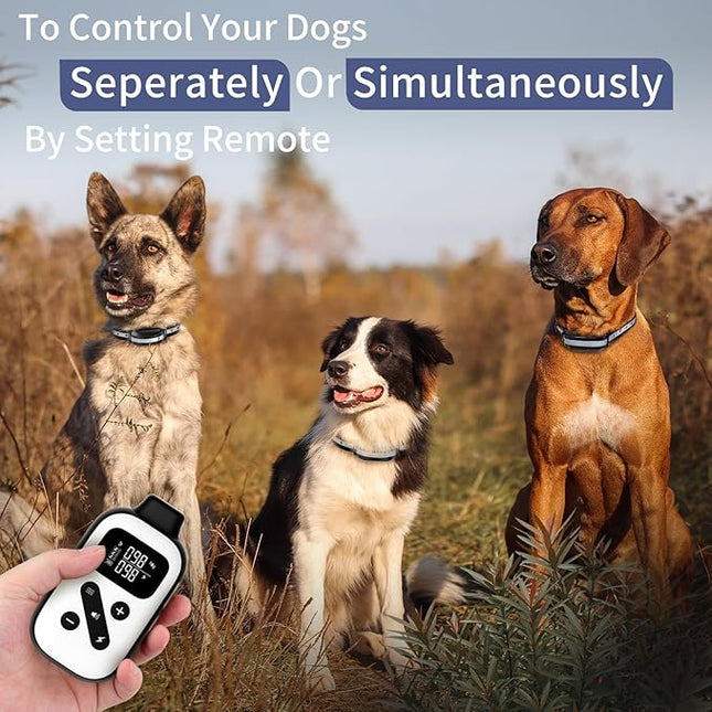 PetJoy 3 Dog Shock Collar for Large Dogs, Automatic Bark Collar with Remote
