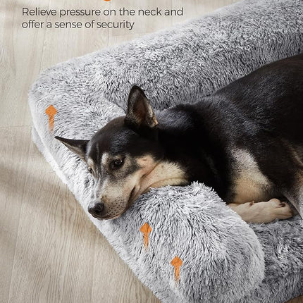 Feandrea Dog Bed, XL Orthopaedic Dog Sofa Bed for Medium and Large Dogs, Waterproof Ped Bed with Removable Washable Cover, 106 x 76 x 19 cm, Light Gray PGW233G01V1