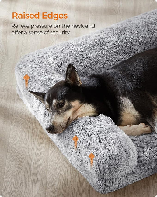 Feandrea Dog Bed, XL Orthopaedic Dog Sofa Bed for Medium and Large Dogs, Waterproof Ped Bed with Removable Washable Cover, 106 x 76 x 19 cm, Light Gray PGW233G01V1