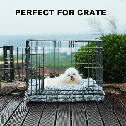 Bedfolks Waterproof Dog Crate Bed,Plush Dog Crate Pad with Removable Cover,Dog Kennel Bed 23"x18",Dark Grey