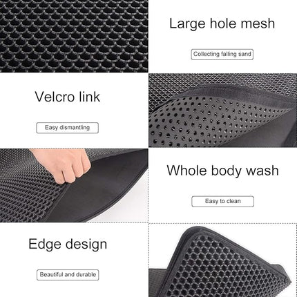 Cat Litter Box Mat Litter Double-Layer Design Waterproof, Soft on Paws Cat Tray Mat (Small)