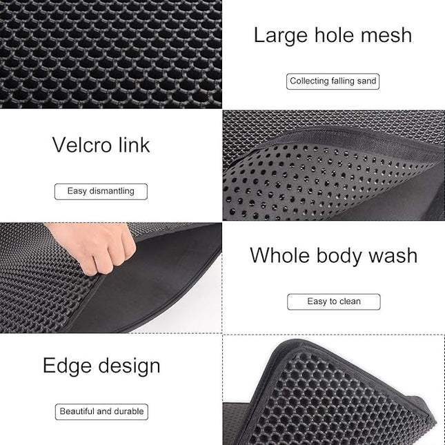 Cat Litter Box Mat Litter Double-Layer Design Waterproof, Soft on Paws Cat Tray Mat (Small)