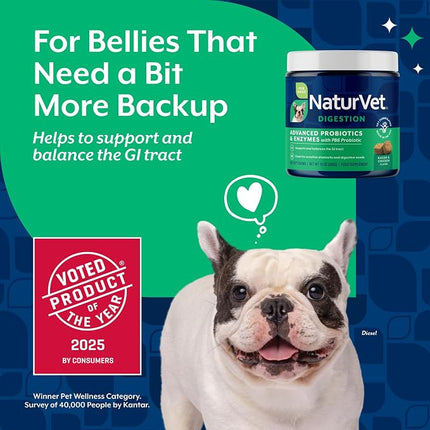 NaturVet Advanced Probiotics & Enzymes Dog Supplement - 120 Soft Chews