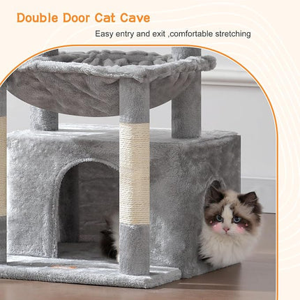 Heybly HCT008SW Cat Scratching Post with Extra Large Soft Cat Basket, Cat Scratching Post , Light Grey