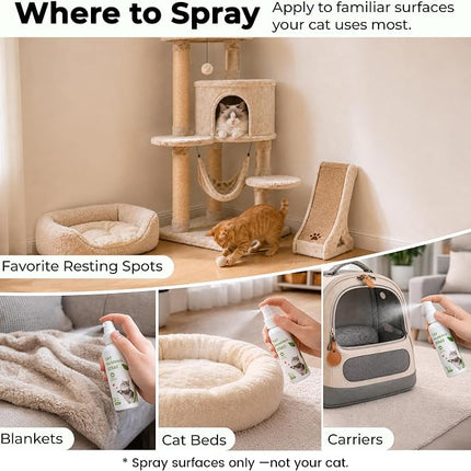 Cat Calming Pheromone Spray for Travel, Car Rides & Carriers, 2 fl oz
