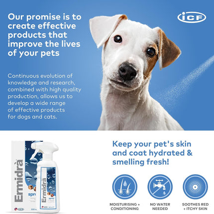Ermidra Dog & Cat Skin Spray, No-Rinse Rehydrating Leave-In, 300 ml