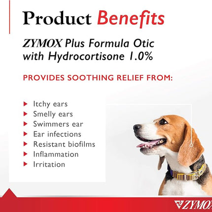 Zymox Advanced Formula Otic Plus Enzymatic Ear Solution for Dogs and Cats