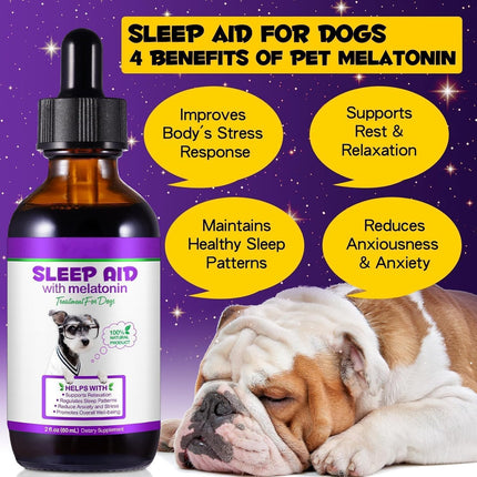 Melatonin for Dogs , Calming Supplement Drops, Natural Sleep Aid ,60ML