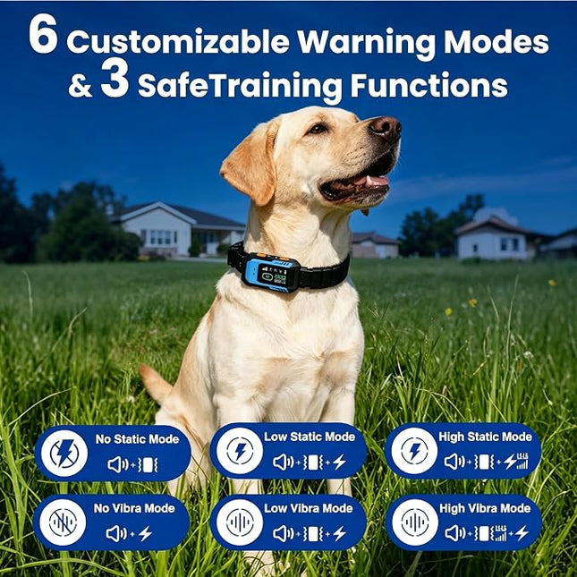 PATPET GPS Wireless Dog Collar Fence System, Adjustable Electric Fence for Dogs with 6 Warning Modes, Radius 33-9999 Yards, Rechargeable