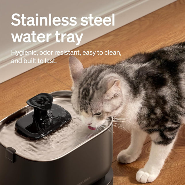 PETLIBRO Cat Water Fountain, Cordless with Stainless Steel Tray, 2.5L Black
