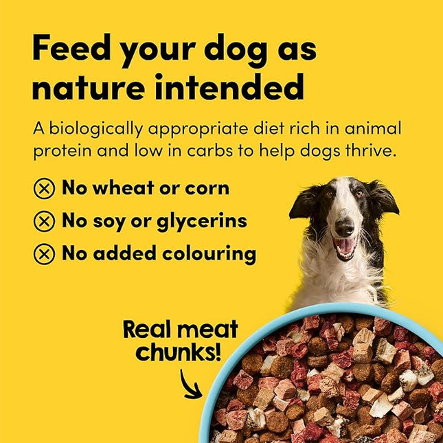 RawMix50 Dog Food Grass-Fed Beef 340g — 50% Freeze-Dried Raw, High Protein, Non-GMO, No Wheat or Corn