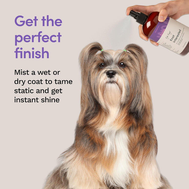 Eye Envy Knot Interested Dog Detangling Spray. Professional Leave-in Grooming Spray. Helps Release Knots, Mats & Tangles. Instant Slip. High Shine. Anti-Static. Made in USA. 16 fl.oz/118 ml