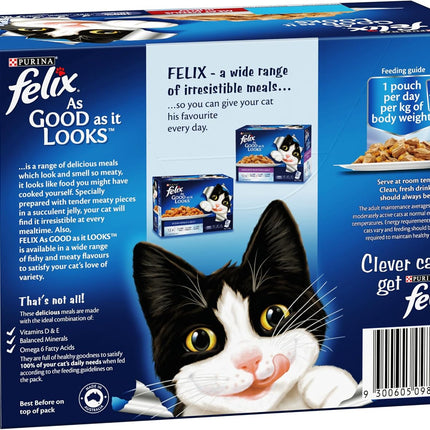 FELIX As Good As It Looks Adult Wet Cat Food Meat Menus in Jelly 60x85g