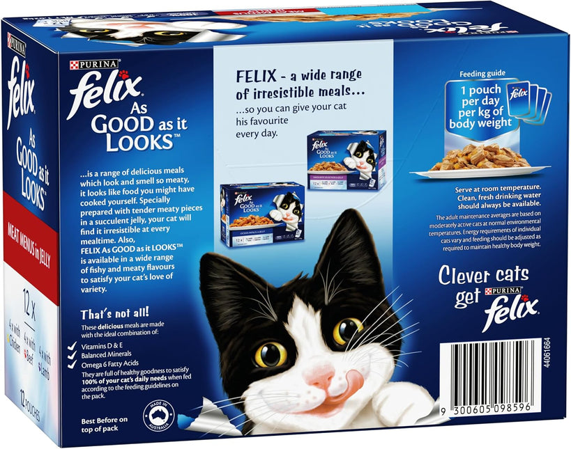 FELIX As Good As It Looks Adult Wet Cat Food Meat Menus in Jelly 60x85g