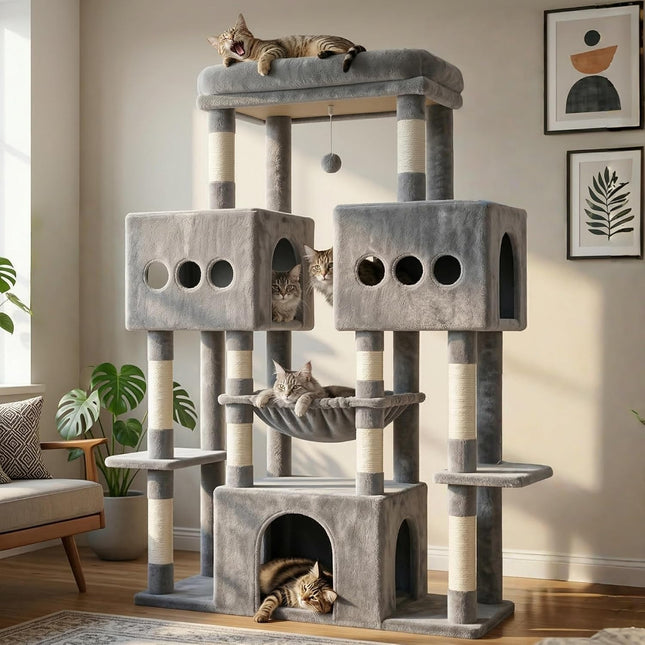 Hey-brother Cat Tree Tower with Big Platform for Indoor Adults, MPJ083W