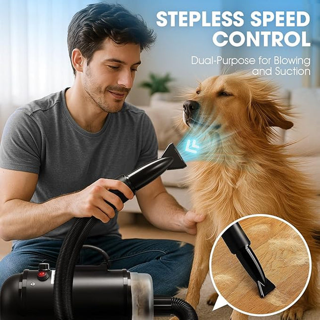 Pet Scene Dog Dryer Blower Vacuum Pet Cat Grooming Kit 4 Nozzles Hairdryer