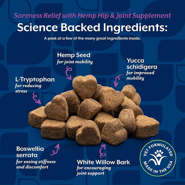 NaturVet Aches & Discomfort Plus Hemp Supplement for Dogs - 60 Soft Chews