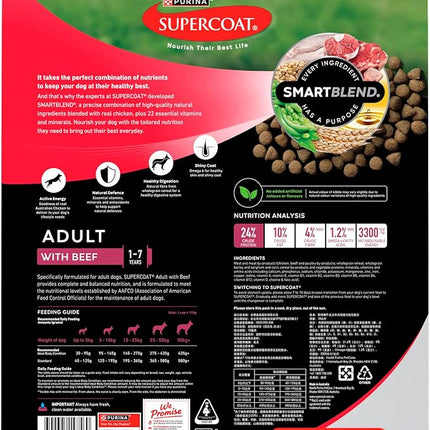 Purina Supercoat Adult Beef Dry Dog Food 18 Kg