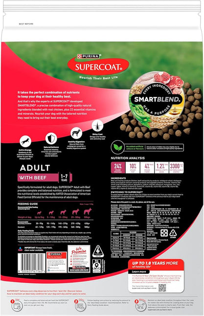 Purina Supercoat Adult Beef Dry Dog Food 18 Kg