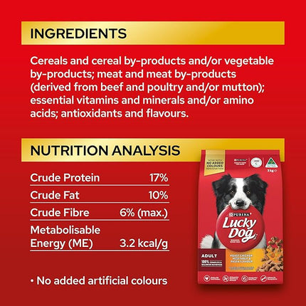 LUCKY DOG Adult Dry Dog Food Roast Chicken Vegetable Pasta Flavour 8kg