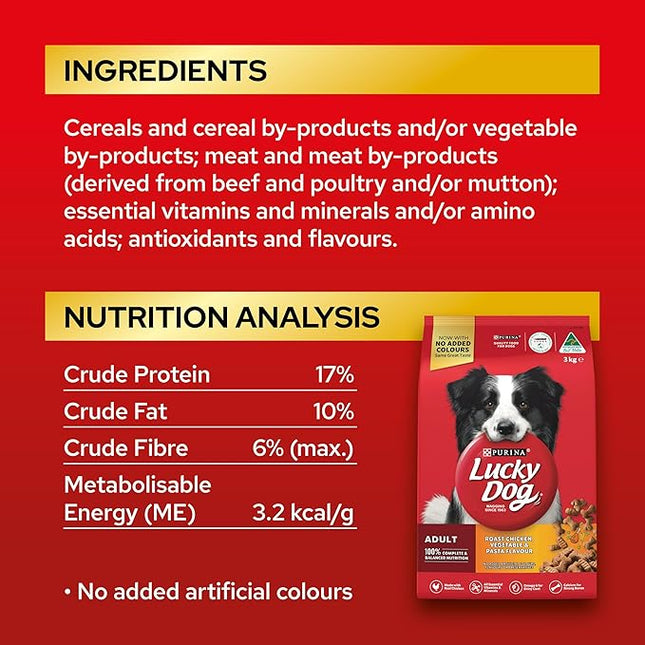 LUCKY DOG Adult Dry Dog Food Roast Chicken Vegetable Pasta Flavour 8kg