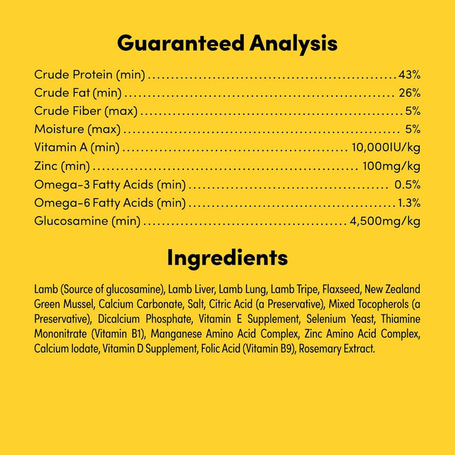 Freeze-Dried Raw Dog Meal Mixer Grass-Fed Lamb and Tripe 140g — Single Protein, Non-GMO, NZ Sourced