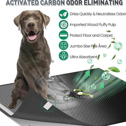 Boscute Charcoal Super Absorbency Puppy Pads, Activated Carbon Odor-Control XXXL 36"x36" Leak-Proof Pet Training Pee Pads, Disposable Potty Pads for Dogs Cats, Rabbits