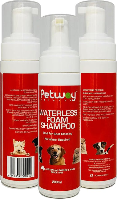 Petway Petcare Waterless Foam Shampoo For Dogs And Cats, 200ml