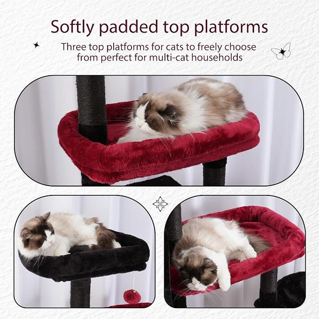 Hey-brother Cat Tree Tower with Stable Extended Base, 3 Platforms, MPJ038BR
