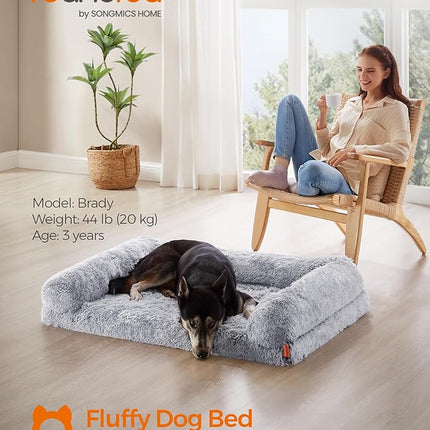 Feandrea Dog Bed, XL Orthopaedic Dog Sofa Bed for Medium and Large Dogs, Waterproof Ped Bed with Removable Washable Cover, 106 x 76 x 19 cm, Light Gray PGW233G01V1
