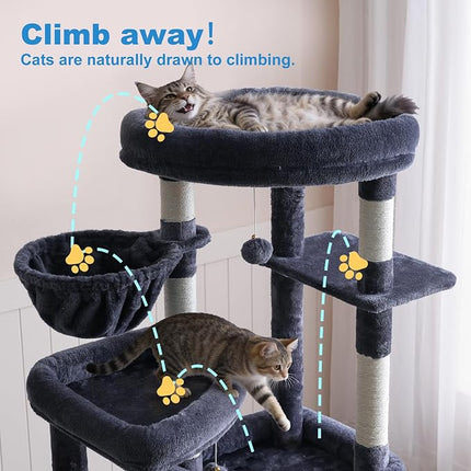 Hey-brother Cat Tree Tower with Tiered Padded Platforms, Condos, MPJ084G