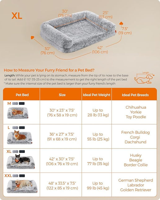Feandrea Dog Bed, XL Orthopaedic Dog Sofa Bed for Medium and Large Dogs