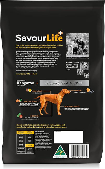 SavourLife Grain Free, Dog Food, Kangaroo & Chicken - High Protein, 2.5kg
