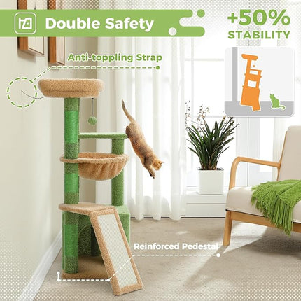 PAWZ Road Cactus Cat Tree for Indoor Cats, 92cm Cat Tower with 3 Scratching Post, Green